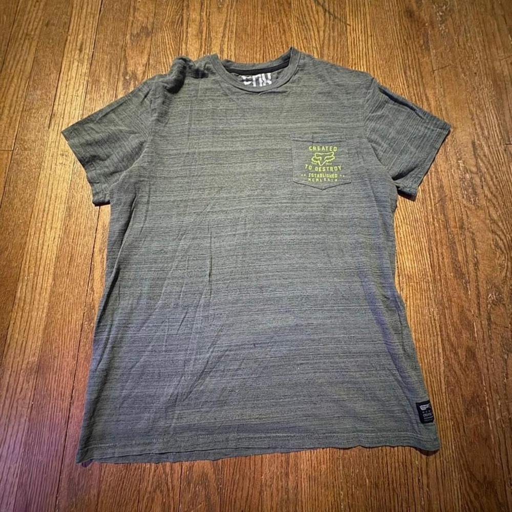 Fox Racing Men's L "Created To Destroy" T-Shirt Premium Blend Gray Moto MX Tee